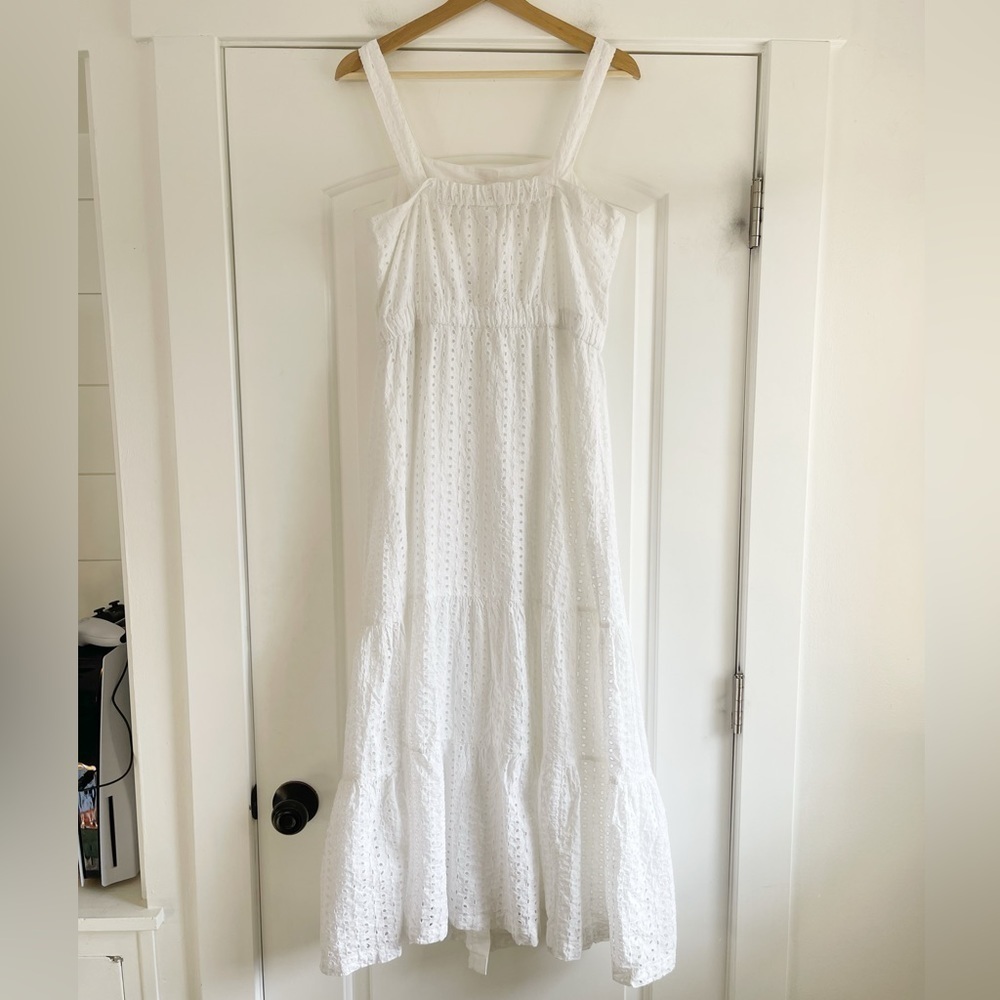 Gap Apron Eyelet Maxi Dress Optic White - 6 - Picture 6 of 6